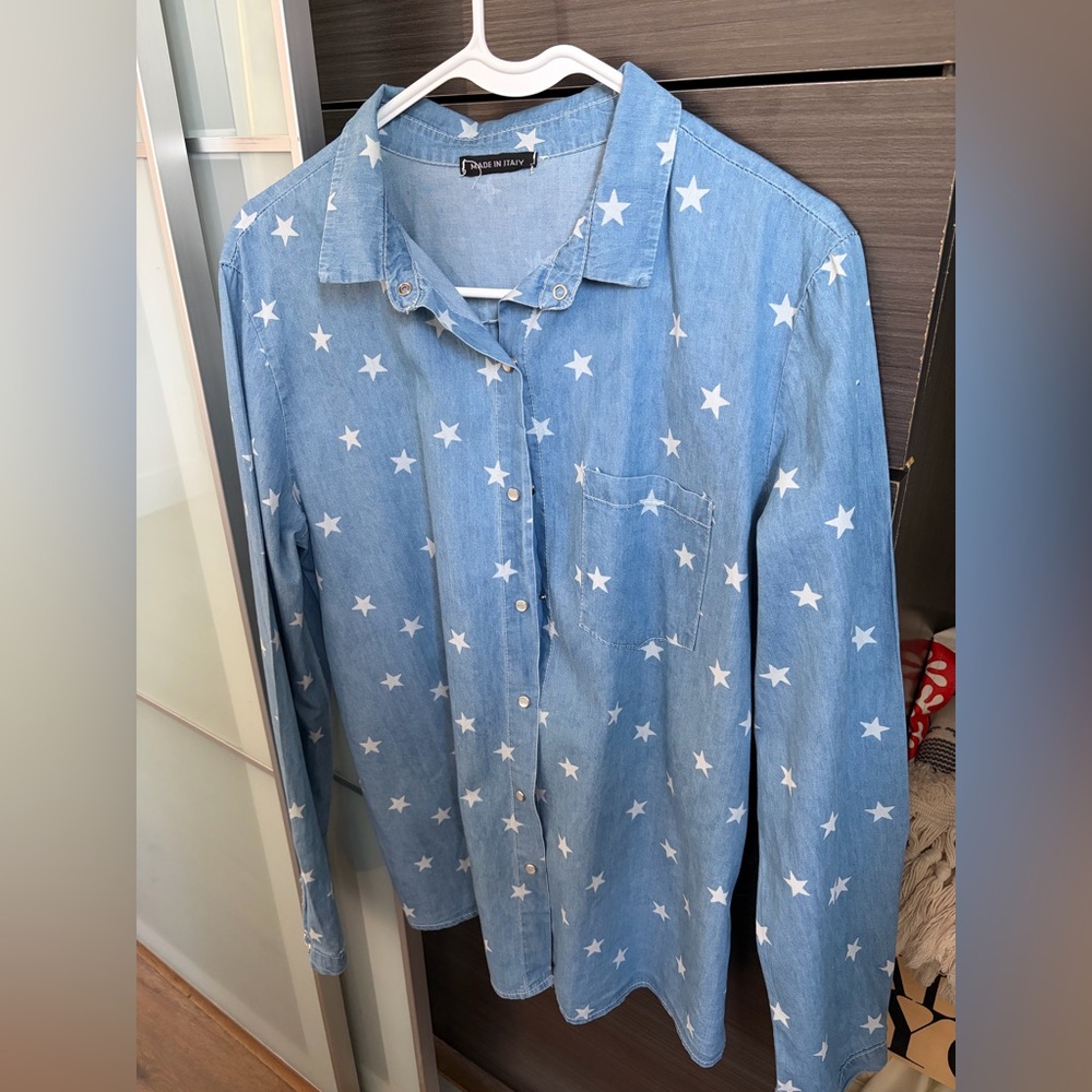 Blue Star-Patterned Women's Top